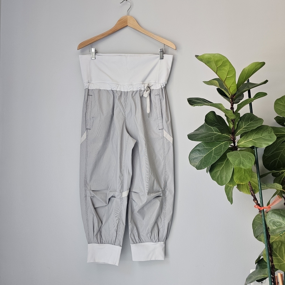 Gray and White High-Waisted Pants